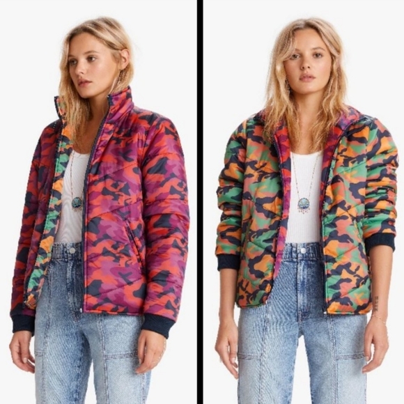 Mother two faced puffer jacket in I'm here wash - Picture 1 of 14